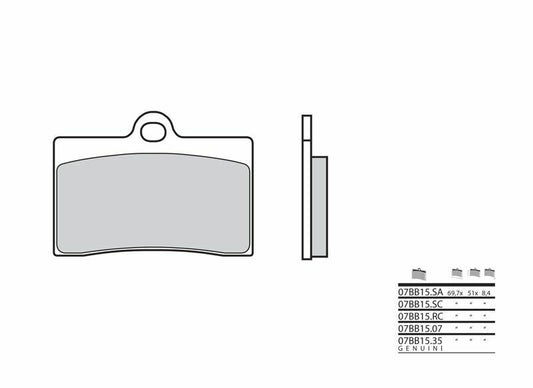 BREMBO Competition Brake Pads - 07BB15RC Carbon Ceramic 