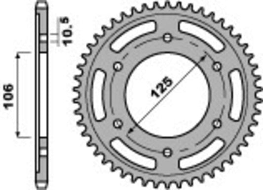 PBR Racing Aluminium ultralicht achtertandwiel - 525