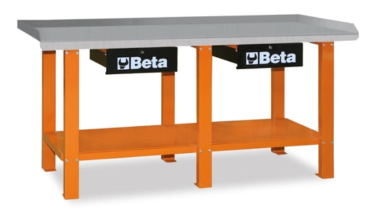 BETA Werkbank werkblad rubber en aluminium anti slip 3 laden oranje