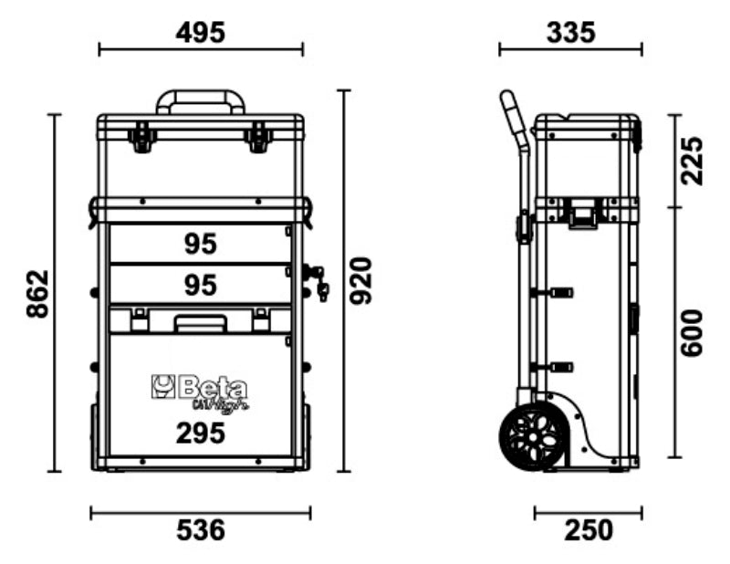 BETA Trolley met 2 modules ral2011 oranje