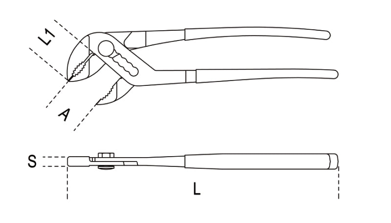 BETA Water pump pliers adjustable by push button with PVC anti-slip handles 