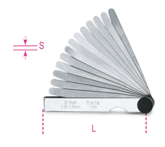 BETA Metrische voelermaat 0,05 - 1mm 20 bladen