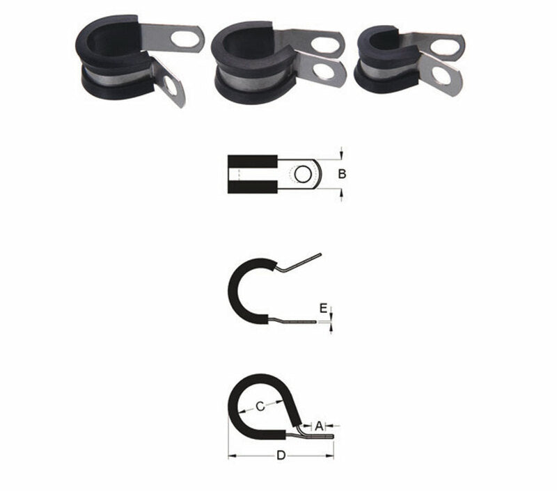 STEEL CABLE CLAMP Ø14.3 MM - PACK X10 BLACK RUBBER 