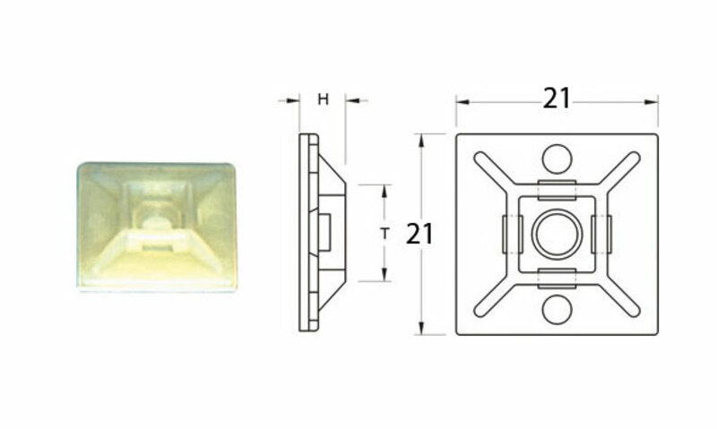 CABLE FASTENERS 21X21 MM -PACK X50 WHITE