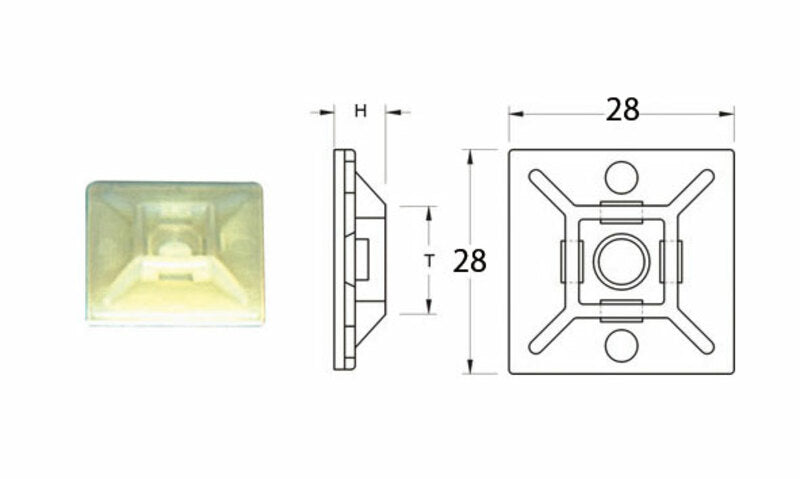 CABLE FASTENERS 28X28 MM -PACK X50 WHITE
