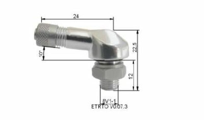 TUBELESS VENT. 80° SILVER L:24MM H:22,5MM Ø8,5MM IN ALU - PACK OF 10 