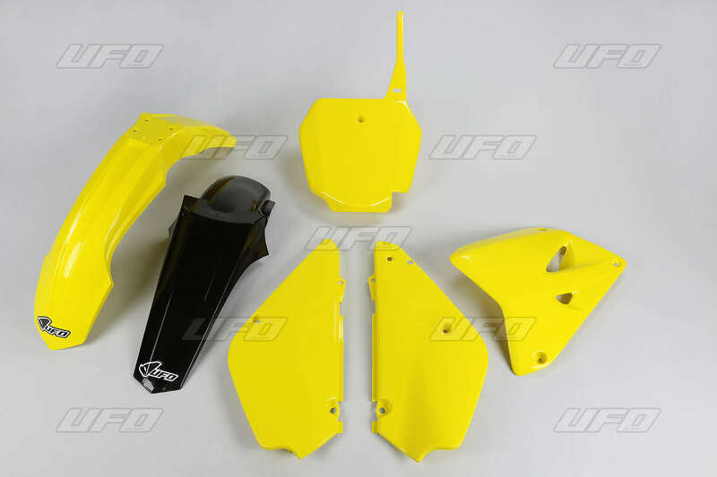 UFO Restyled plastic kit OEM color yellow/black Suzuki RM85 