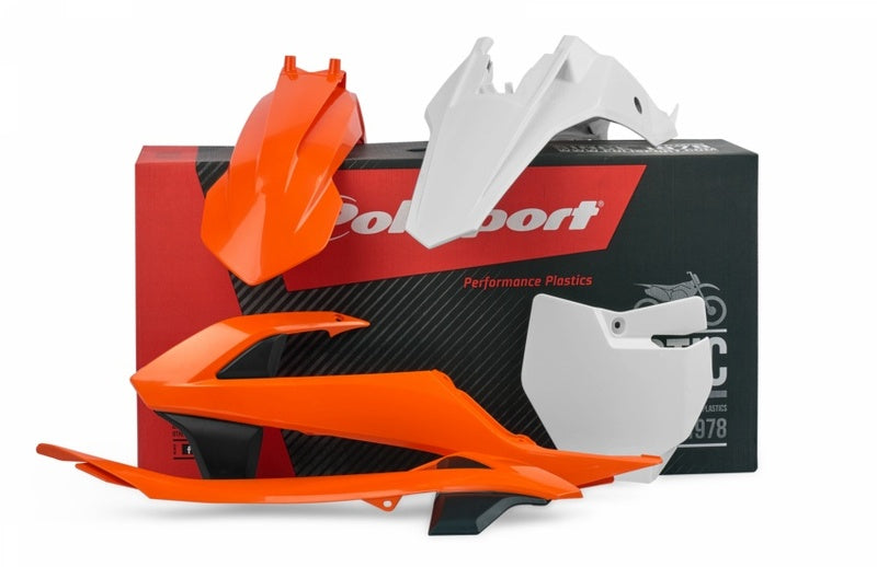 POLISPORT Plastic kit + luchtfilterdeksel / zijnummerplaten OEM kleur (2016) KTM SX65