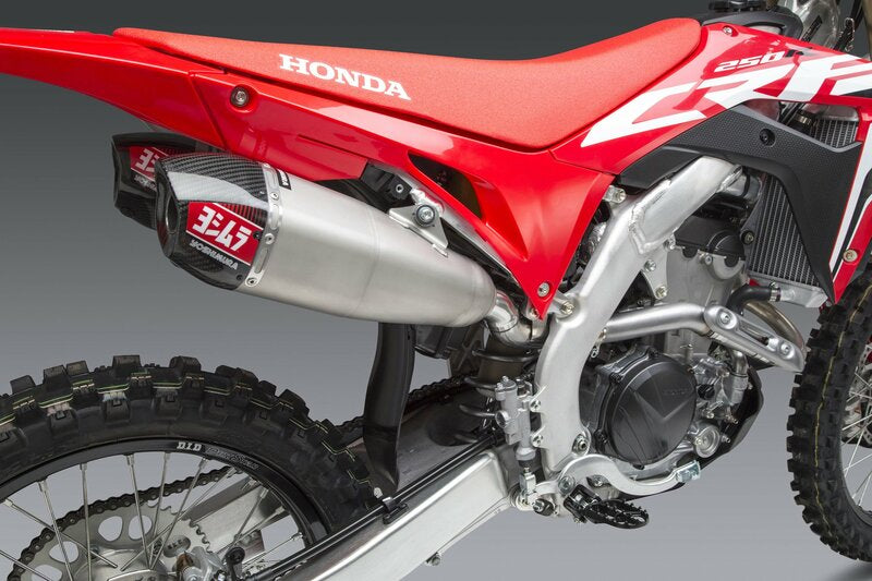 YOSHIMURA RS-9T Signature Series Dual Muffler Stainless Steel/Carbon End Cap Honda CRF250R