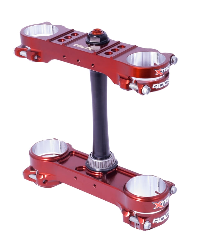 XTRIG ROCS Pro Supermotard Triple Clamp Red Offset Ø14-16mm X-Trig Color 