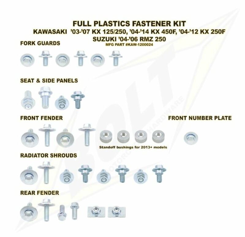 PLASTIC SCREW SET KAWA 13 KX250F / 12-13 KX450F