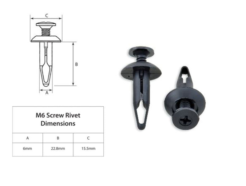 BOLT PLASTIC RIVET M6 PACK OF 10 PIECES