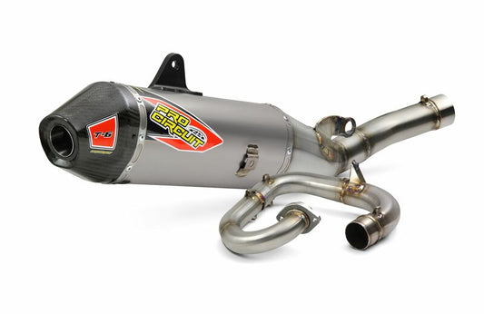 Complete PRO CIRCUIT exhaust system T-6 Euro stainless steel/titanium silencer/carbon end cap Yamaha YZ450F 