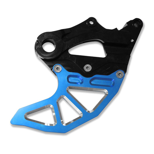 ART rear brake disc protector blue with Sherco brake caliper protector 