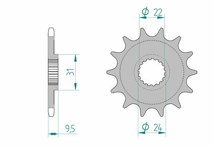 AFAM Steel self-cleaning front sprocket 22406 - 520