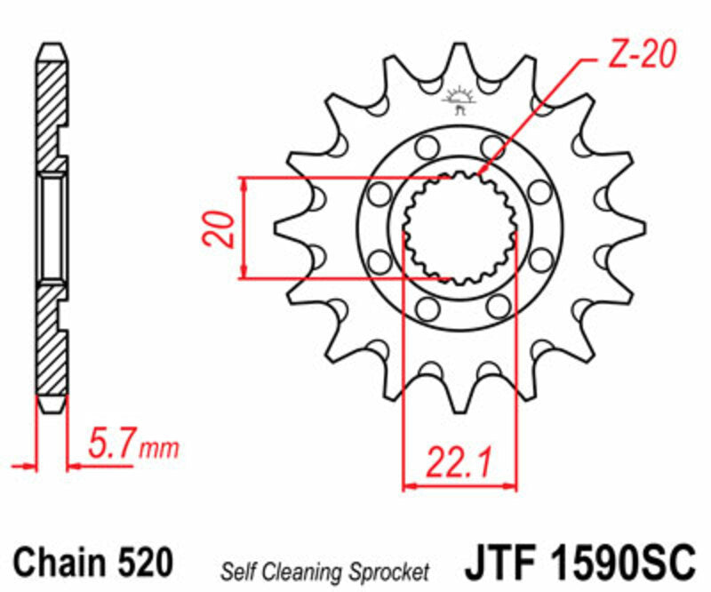 JT SPROCKETS Steel self-cleaning front sprocket 1590 - 520