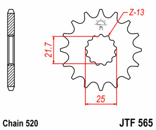 JT SPROCKETS Steel standard front sprocket 565 - 520 