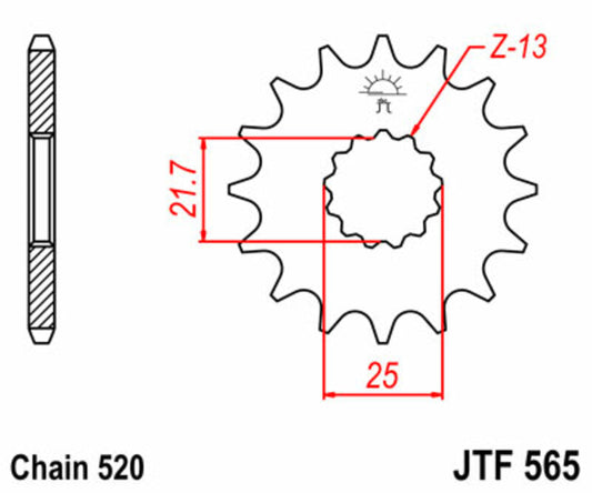 JT SPROCKETS Staal standaard voortandwiel 565 - 520