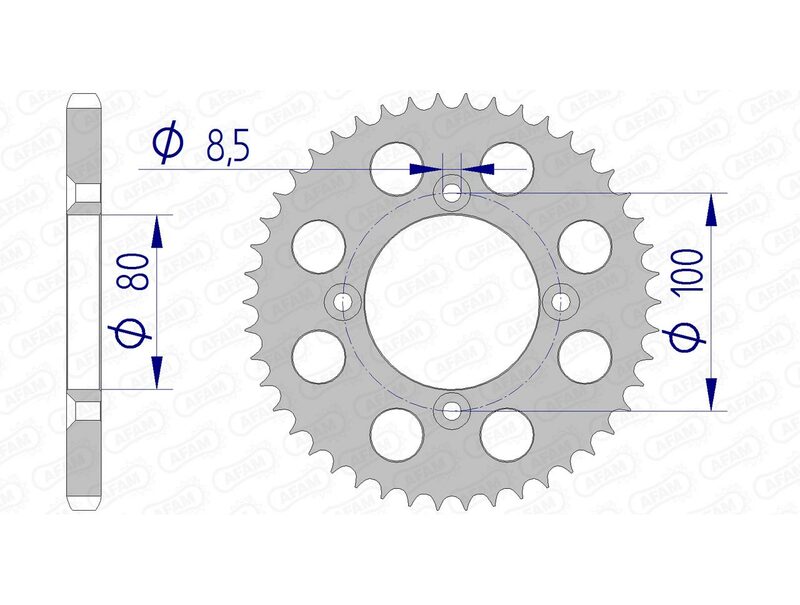 AFAM Aluminium ultralicht achtertandwiel 11110 - 428