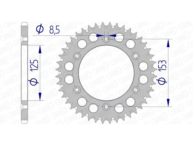 AFAM Aluminium ultralicht achtertandwiel 11212 - 520