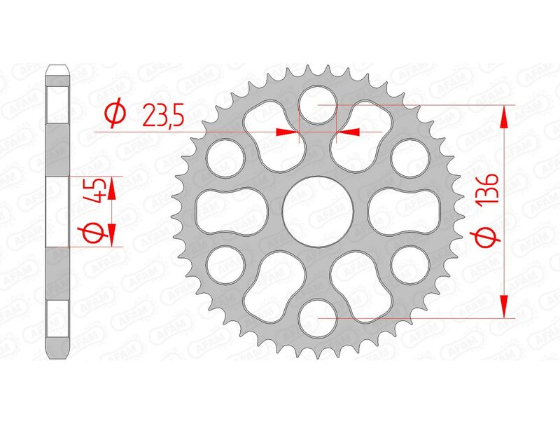 AFAM Steel standard rear sprocket 12325 - 428