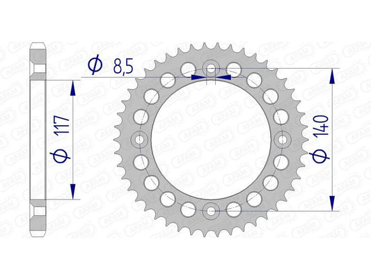 AFAM Aluminium ultralicht hard geanodiseerd achtertandwiel 13108 - 428