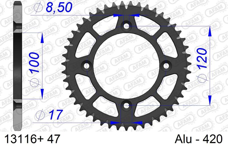 AFAM Aluminum ultra-light hard anodized rear sprocket 13116 - 420