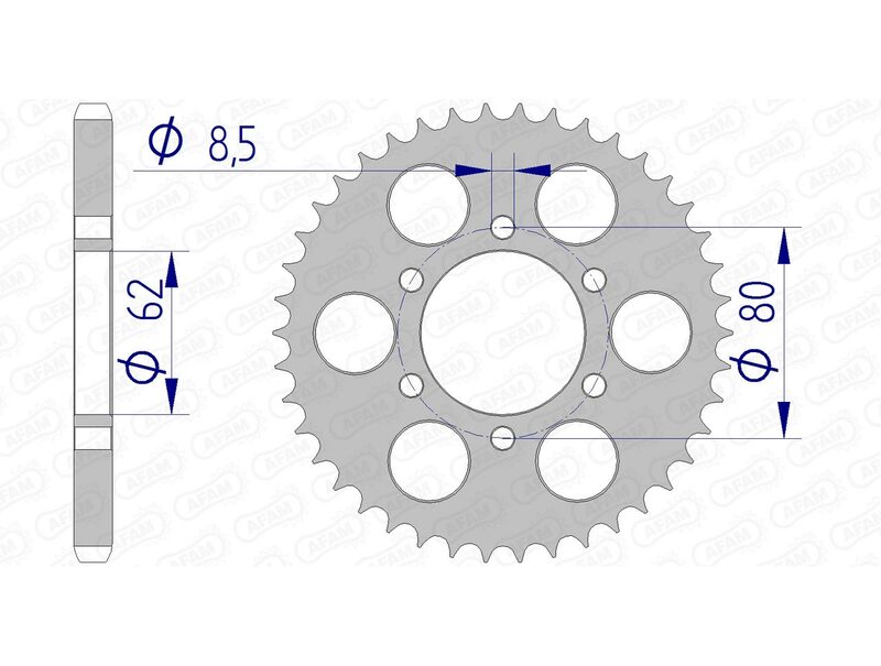 AFAM Aluminum ultra-light hard anodized rear sprocket 13208 - 428