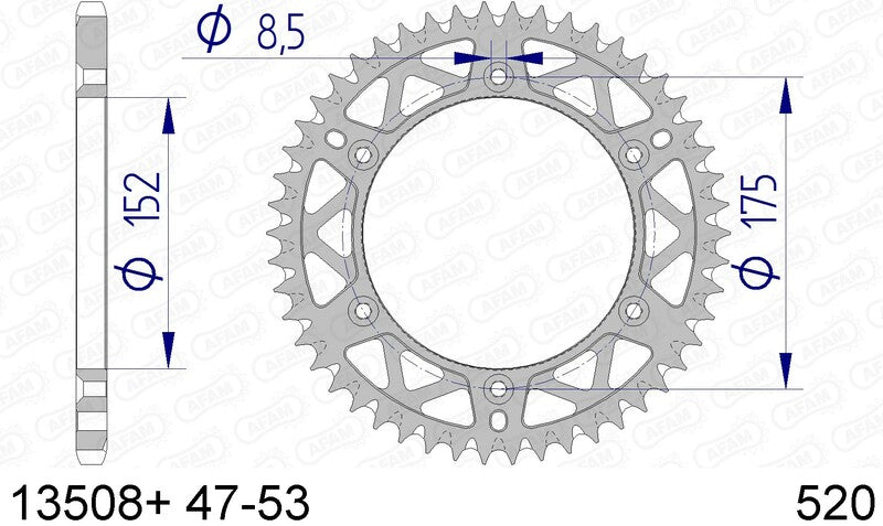 AFAM Aluminium ultralicht zelfreinigend achtertandwiel 13508 - 520