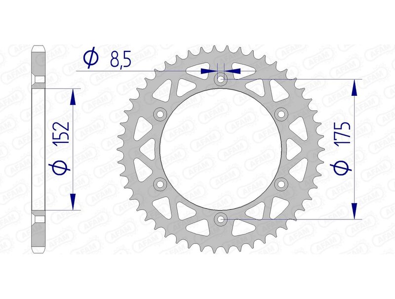 AFAM Aluminium achtertandwiel 13508 - 520