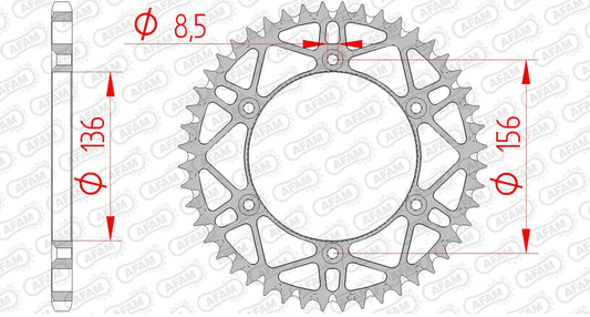 AFAM Steel self-cleaning rear sprocket 14206 - 520