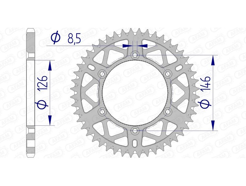 AFAM Aluminium ultralicht zelfreinigend achtertandwiel 15203 - 520