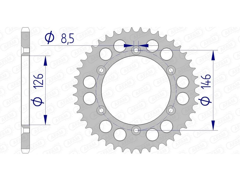 AFAM Aluminium achtertandwiel 15203 - 520