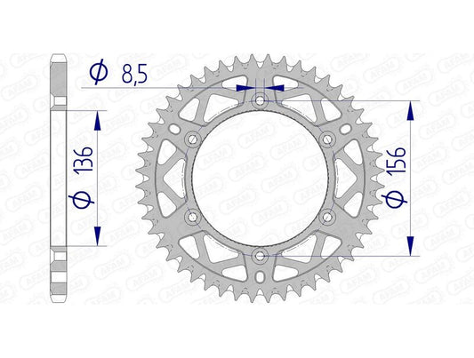 AFAM Aluminium ultralicht zelfreinigend achtertandwiel 15206 - 520