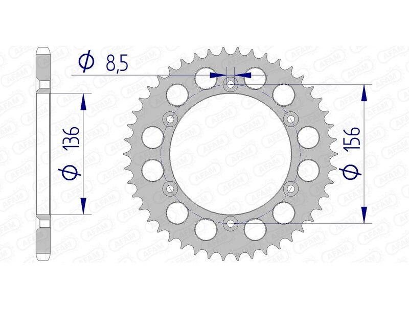 AFAM Aluminium achtertandwiel 15206 - 520