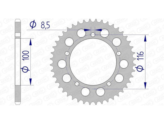 AFAM Aluminium achtertandwiel 17100 420