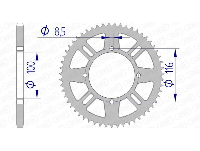 AFAM Aluminium achtertandwiel 17104 420