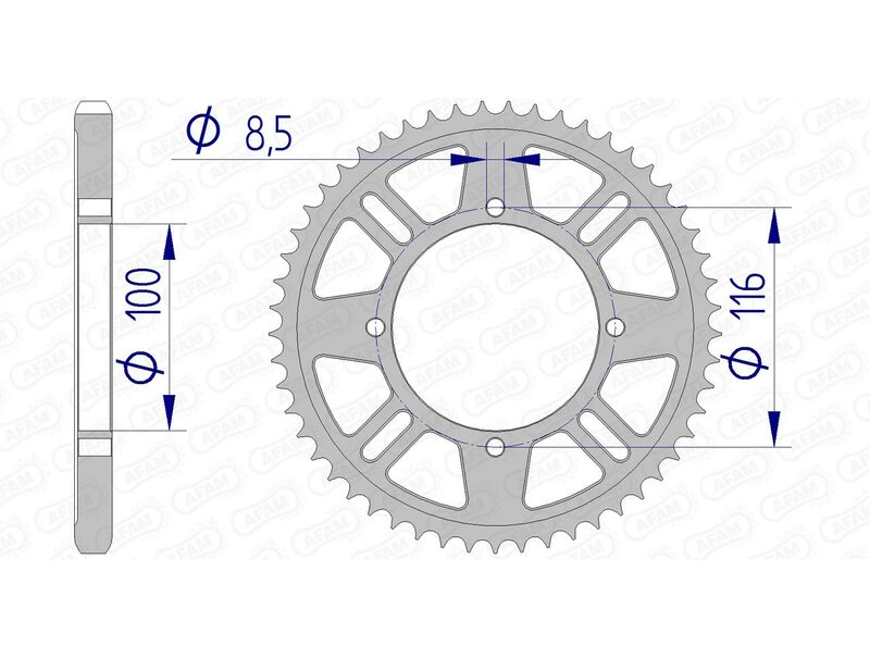 AFAM Aluminium achtertandwiel 17105 428