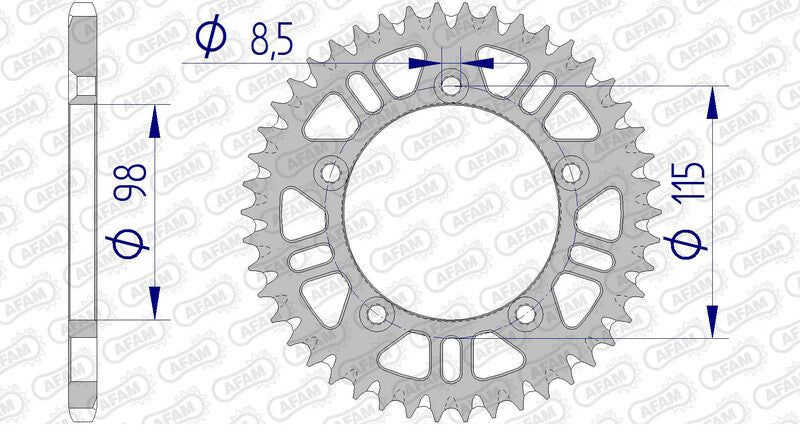 AFAM Aluminum ultra-light self-cleaning rear sprocket 72101 - 420