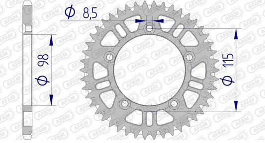 AFAM Aluminum ultra-light self-cleaning rear sprocket 72101 - 420