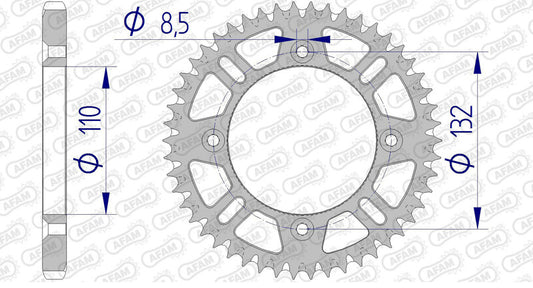 AFAM Aluminum ultra-light self-cleaning rear sprocket 72102 - 428