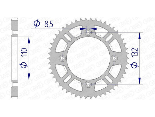 AFAM Aluminium achtertandwiel 72102 - 428