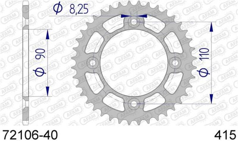 AFAM Aluminium achtertandwiel 72106 - 415