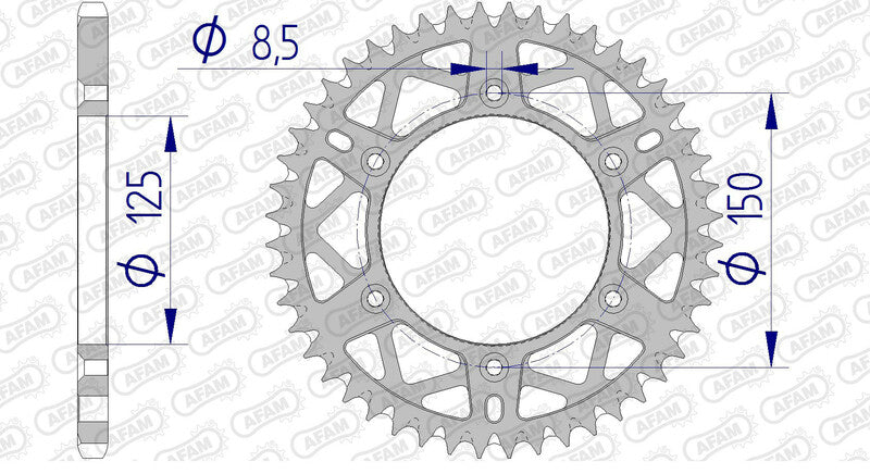 AFAM Aluminum ultra-light self-cleaning rear sprocket 72304 - 520