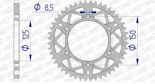 AFAM Aluminium ultralicht zelfreinigend achtertandwiel 72304 - 520