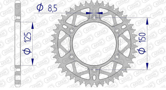 AFAM Aluminium ultralicht zelfreinigend achtertandwiel 72304 - 520