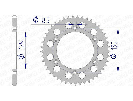 AFAM Aluminium achtertandwiel 72304 - 520