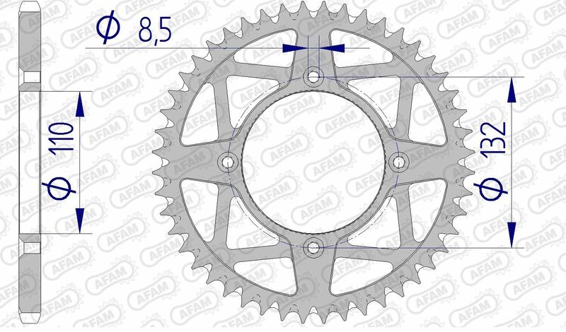 AFAM Aluminium ultralicht zelfreinigend achtertandwiel 72306 - 520