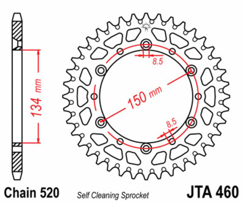 JT SPROCKETS Aluminum ultra-light self-cleaning rear sprocket 460 - 520 