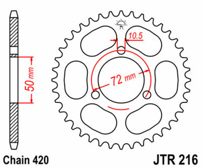 JT SPROCKETS Staal standaard achtertandwiel 216 - 420